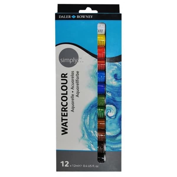 Simply Watercolor Set - DALER ROWNEY - 12 tuber med 12 ml akvarellfärger - Flerfärgad - Blå