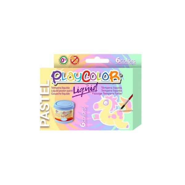 Flytande färg - Playcolor - Set med 6 krukor - 40 ml - Pastellfärger - Lätt att transportera