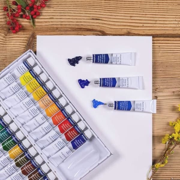 Akrylmålning - Staedtler - 24 tuber - Mycket pigmenterade färger - Blank finish - Professionell
