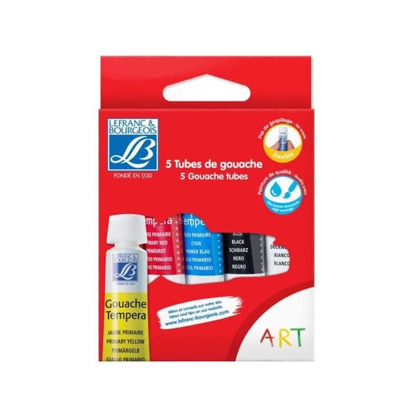 Gouache i tub - Etui med 5 tuber