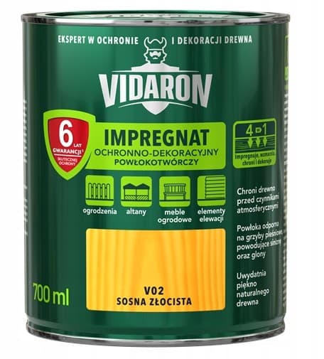 VIDARON BESKYTTENDE OG DEKORATIV IMPREGNERINGSBELÆGNING GOLDEN PINE V02 0,7L