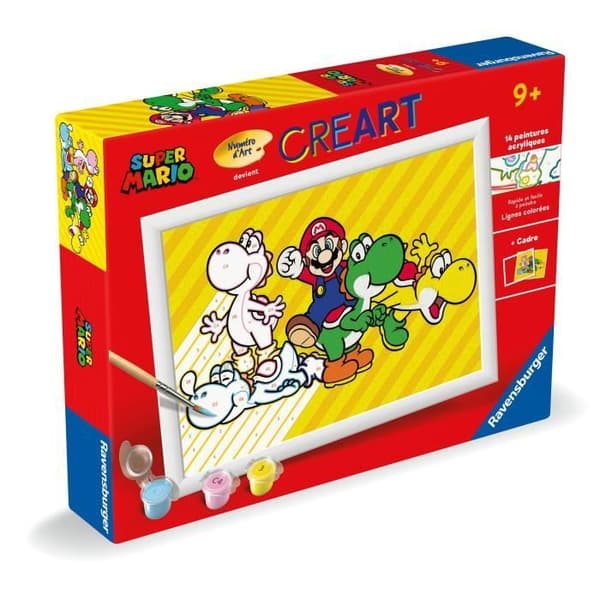 CreArt Kids 18x24cm Super Mario, Målarset med nummer Kunstnummer, Från 7 år, 25529, Ravensburger