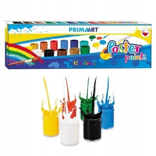 Skolfärger för affischmålningar 12 färger 20 ml Prima Art