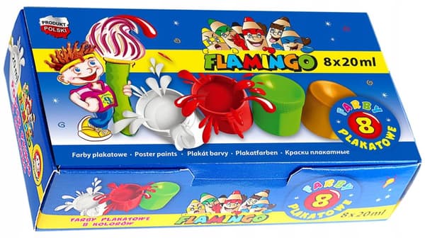 Skoleplakatmaling 8 farver Flamingo