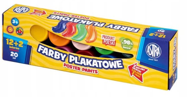 Skoleplakatmaling 20 ml 12 + 2 farver intensive farver