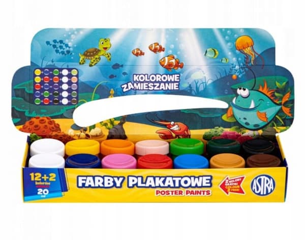Skoleplakatmaling 20 ml 12 + 2 farver intensive farver