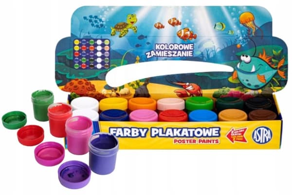 Skoleplakatmaling 20 ml 12 + 2 farver intensive farver