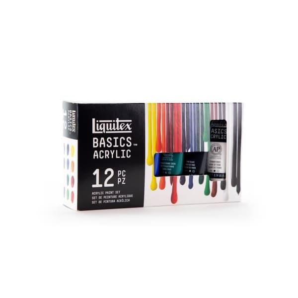 Akrylfärg - LIQUITEX - Set med 12 tuber 22 ml - 12 färger - Matt finish - Nivå studie
