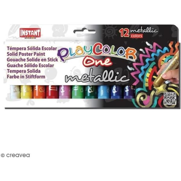 Playcolor solid gouache i stick - Metallic sortiment - 12 tuber Solid gouache i stick Metallic sortiment Antal: 12 tuber