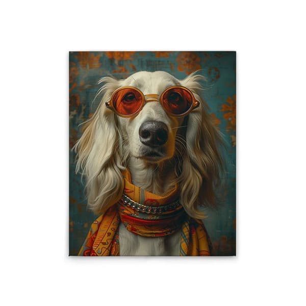 A.S. Création Hippie hund - Vägghängd tavla i gult - 40 x 50 cm - DD133355