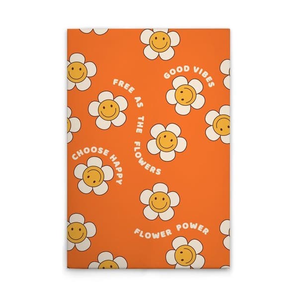 A.S. Création Tavla på duk Retro färgglada blommor - Vägghängd tavla i orange och gult - 80 x 120 cm - DD132749
