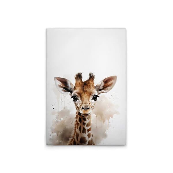 A.S. Création Tavla duk baby giraff barnrum - Vägghängd tavla i vitt brunt - 60 x 90 cm - DD132987