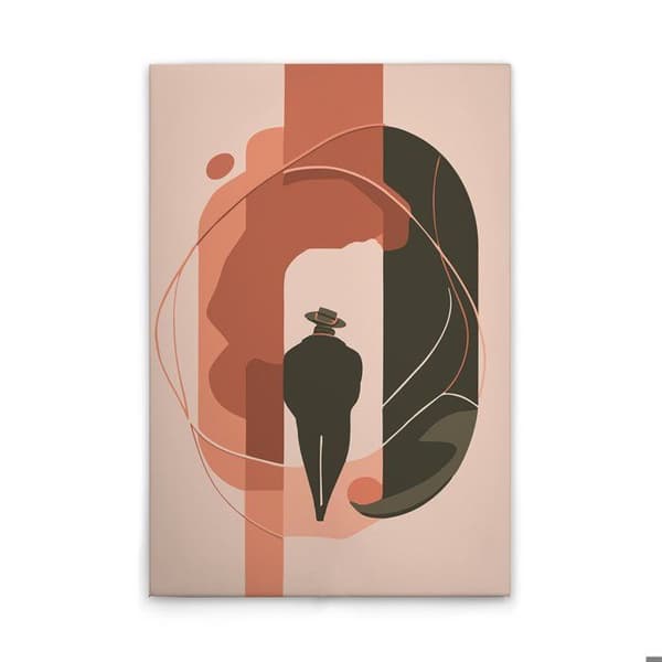 A.S. Création Tyg Män Abstrakt - Väggtavla i beige orange - 80 x 120 cm - DD132784