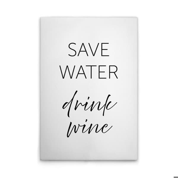 A.S. Création Tavla på duk Safe Water Drink Wine - Väggtavla i vitt och svart - 80 x 120 cm - DD133115