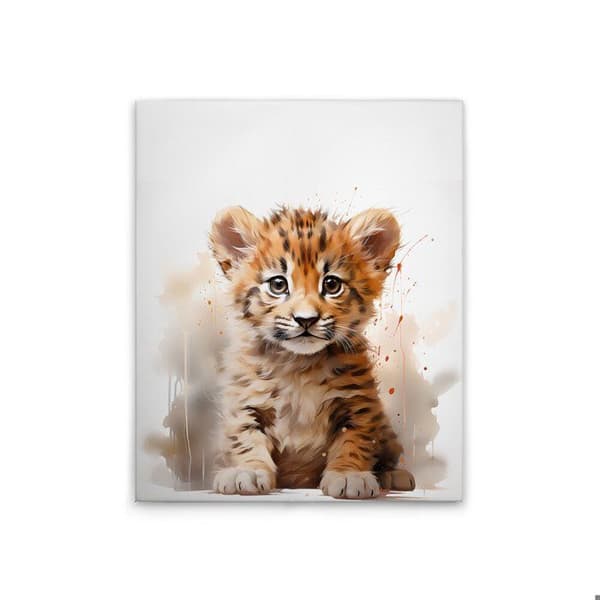 A.S. Création Tavla på duk Baby Tiger barnrum - Väggtavla i vitt beige - 40 x 50 cm - DD132975
