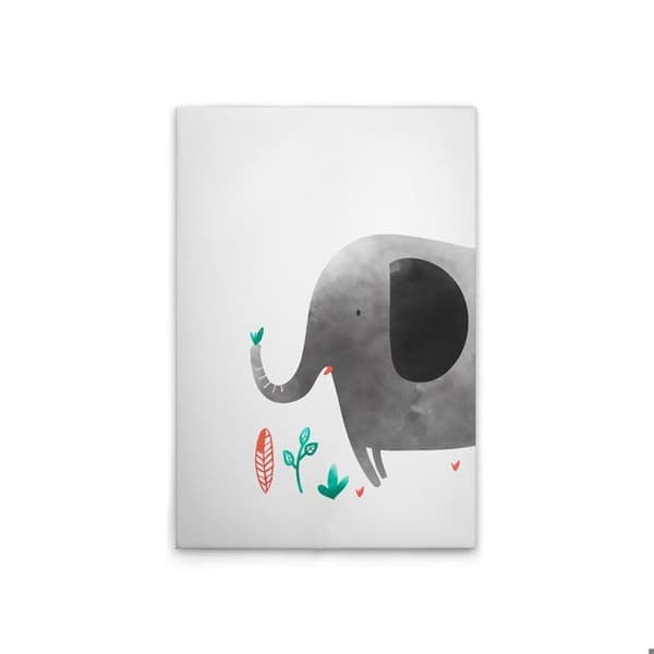 A.S. Création Tavla på duk barnrum akvarell elefant - Väggkonst i vitt och grått - 60 x 90 cm - DD132513