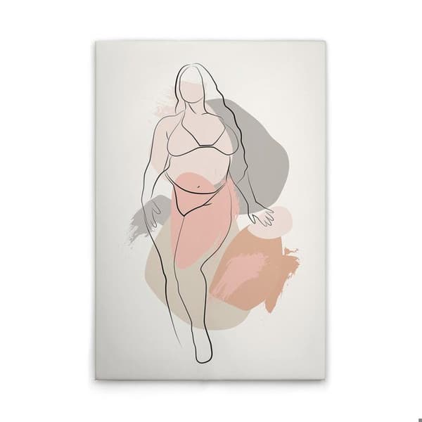 A.S. Création Tavla på duk Bodyline Positivity - Väggtavla i vitt och svart - 80 x 120 cm - DD132769