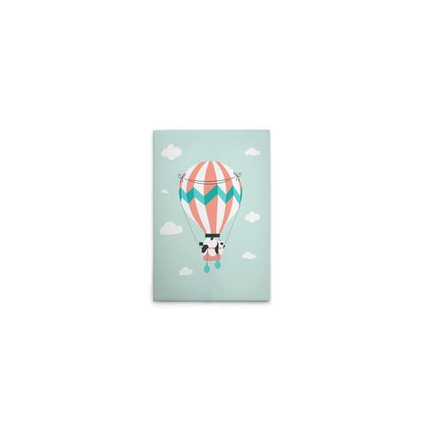 A.S. Création Tavla duk Ballong med varm luft barnrum Panda - Vägghängd tavla i grönt vitt - 40 x 60 cm - DD132526