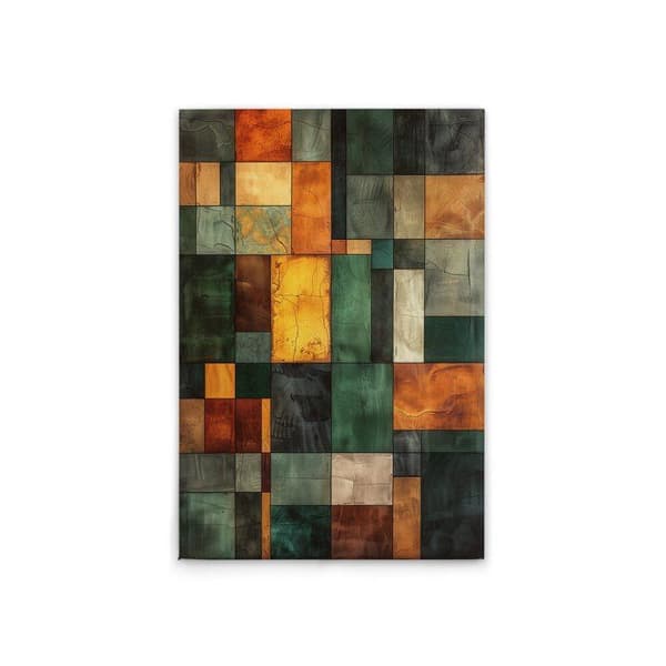 A.S. Création Tavla väv Block Art Schack - Väggtavla i grönt och gult - 60 x 90 cm - DD133344