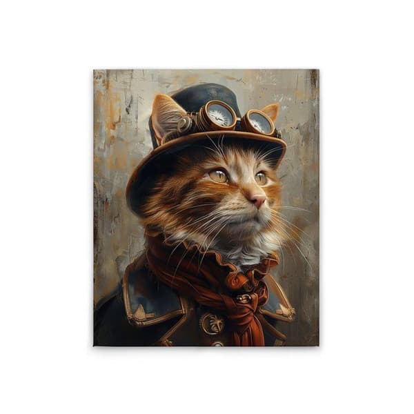 A.S. Création Tavelduk Katt Steampunk - Väggtavla i svart beige - 40 x 50 cm - DD133368