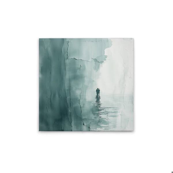 A.S. Création Abstract Beach Painting - Väggtavla i blågrå - 60 x 60 cm - DD132968