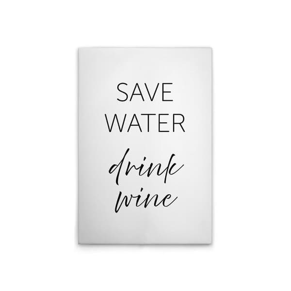 A.S. Création Tavla på duk Safe Water Drink Wine - Väggkonst i svart och vitt - 60 x 90 cm - DD133114