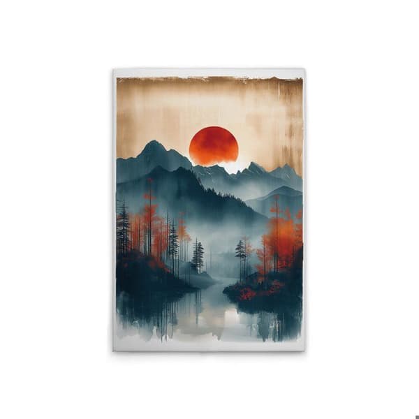 A.S. Création Landskapsduk - Väggtavla i orange och blått - 60 x 90 cm - DD133254