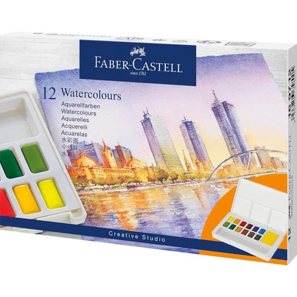 Akvarellfärg - 12 halvpannor - Faber Castell - Créative Studio
