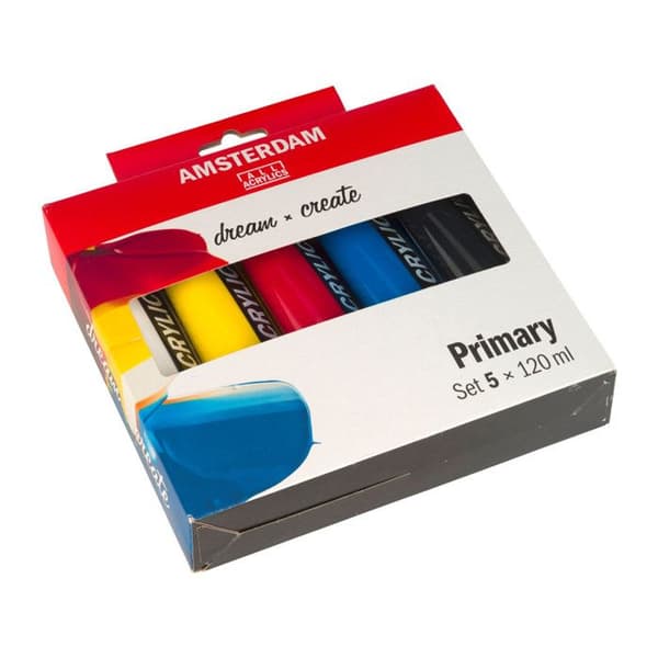 Akrylfärg - Amsterdam - 5 rör - Primära färger - 5 x 120ml