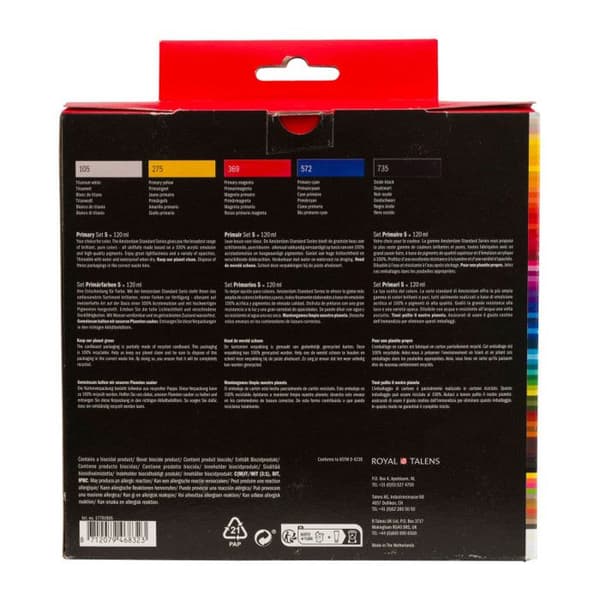 Akrylfärg - Amsterdam - 5 rör - Primära färger - 5 x 120ml