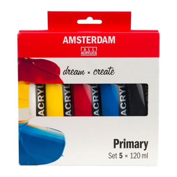 Akrylfärg - Amsterdam - 5 rör - Primära färger - 5 x 120ml
