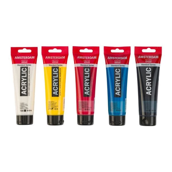 Akrylfärg - Amsterdam - 5 rör - Primära färger - 5 x 120ml