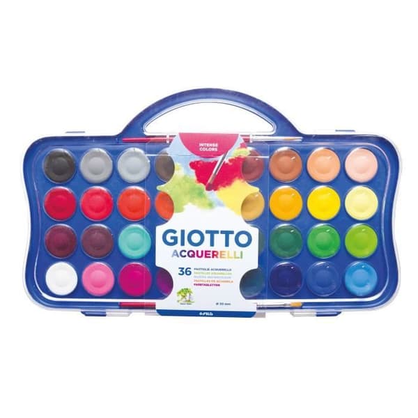 GIOTTO Box med 36 Gouache Pastilles + Borste - 30 mm
