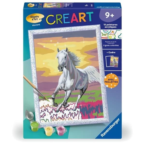 CreArt Kids 18x24cm Häst på ängen, Målarset med siffror, Konstnummer, Ålder 7+, 25845, Ravensburger