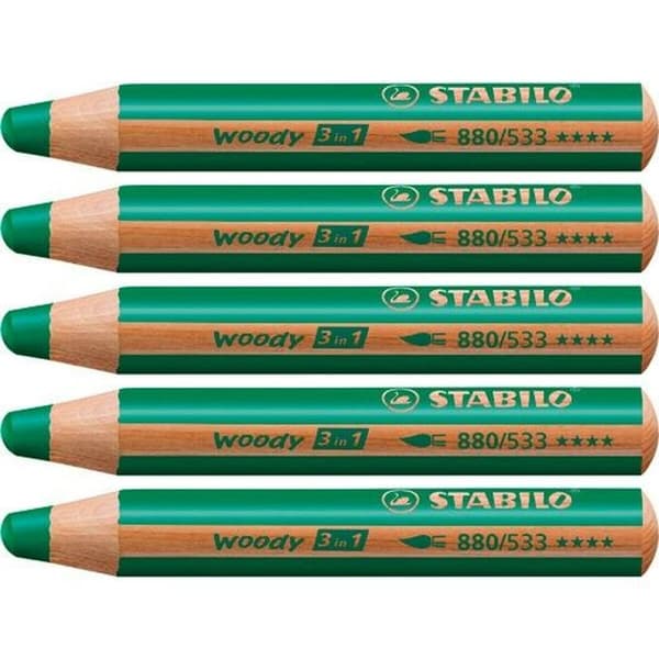 Värikynät Stabilo Woody Tummanvihreä 3-in-1 (5 osaa)