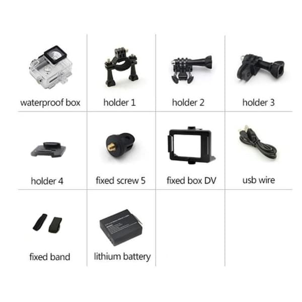 Sports Cam Full HD 1080p/720p - Med tillbehör