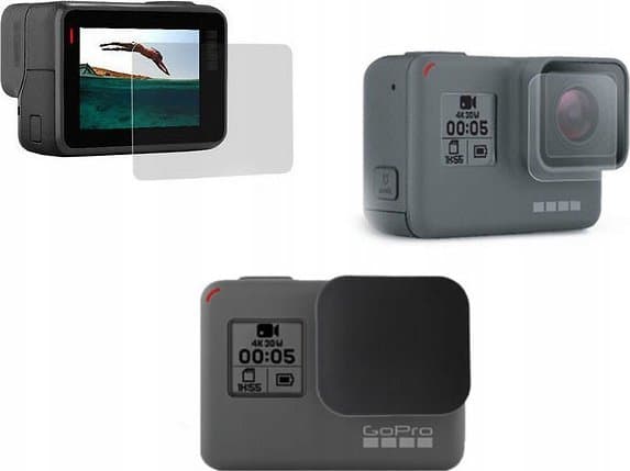 Xrec Cover + Cover / Glass for linse og LCD-skjerm for Gopro Hero 7 6 5 Black
