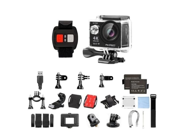Akaso EK7000, 4K Ultra HD, CMOS, 12 MP, 25 fps, Wi-Fi, 1050 mAh Grå