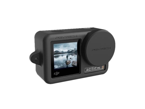 PGYTECH - Taske til actionkamera - silicagel - sort - for DJI Osmo Action 3, Osmo Action 3 Adventure Combo-paketti