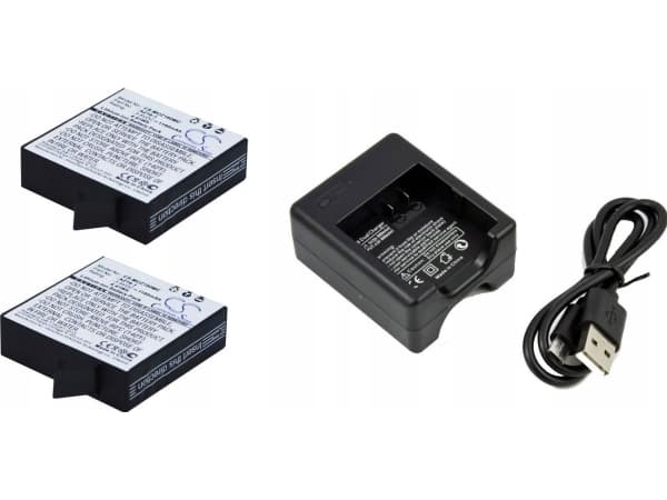Cameron Sino 2x batteri + lader til Xiaomi Yi 2 4k