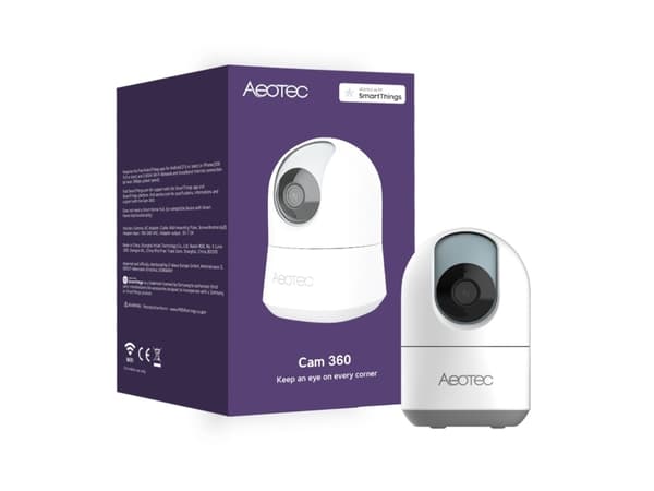 Aeotec Cam 360 - Nettverksovervåkingskamera - innendørs - farge - 1920 x 1080 - lyd - trådløs - Wi-Fi - H.264 - DC 5 V