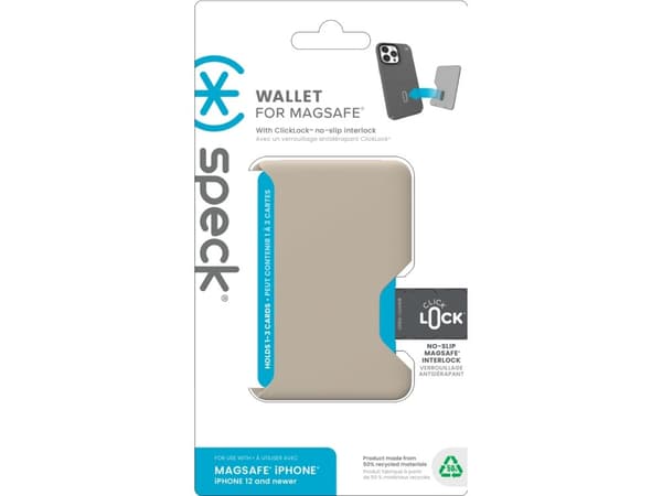 Speck ClickLock Wallet For MagSafe - Magneettinen MagSafe-lompakko (Pale Oak)