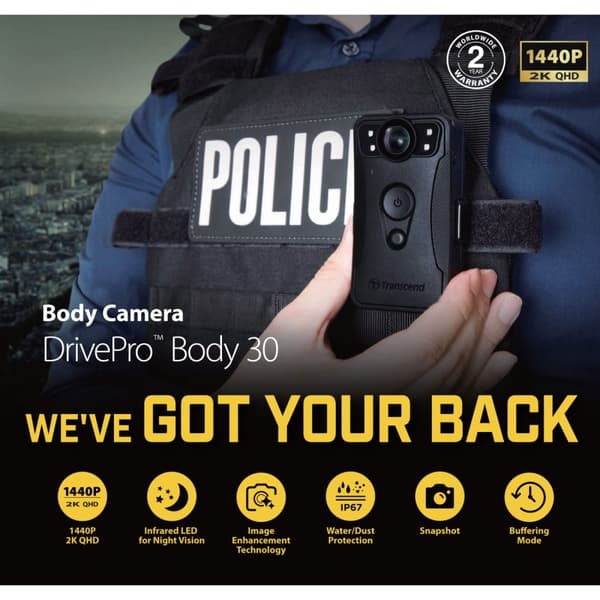 Transcend DrivePro Body 30 Body Camera 1440P 64Gb