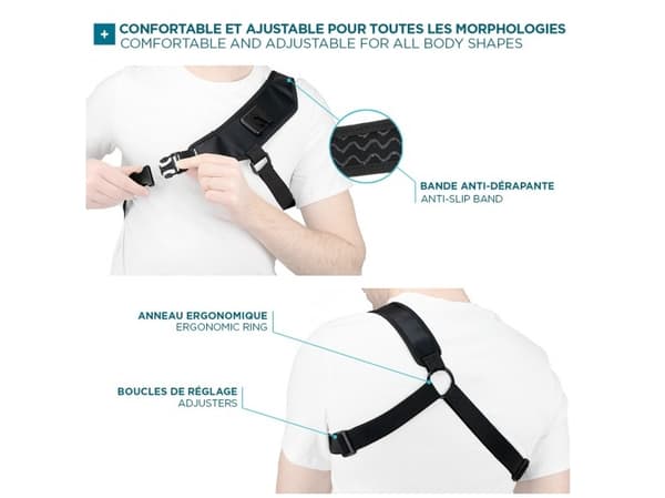 Mobilis - Bryststropp - with universal device holder - from 5" to 7" - svart