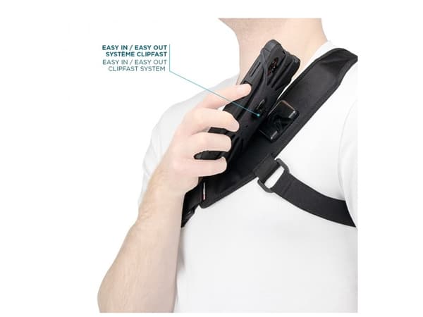 Mobilis - Bryststropp - with universal device holder - from 5" to 7" - svart