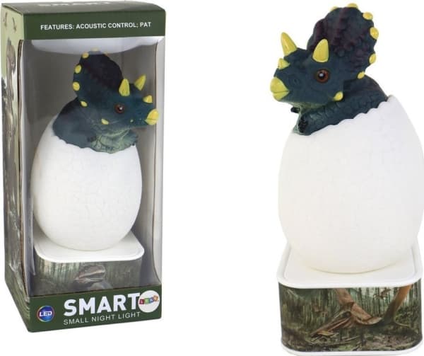 LeanToys Lampka Nocna LED Jajko Dinozaur Triceratops Mirco USB