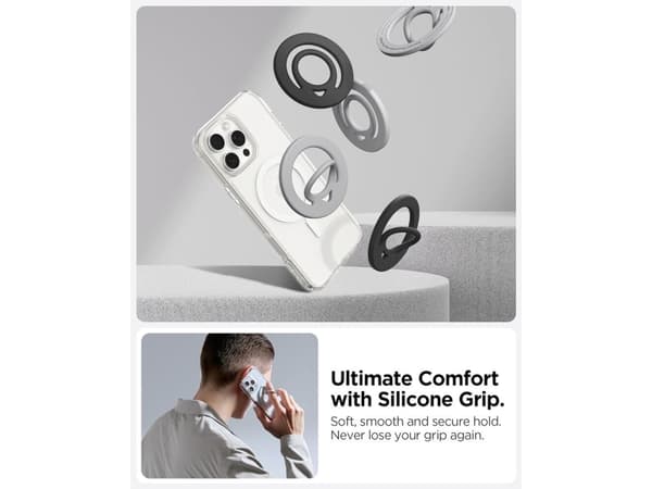 Spigen Dual Pop (MagFit), O-ring, Grå, Silikon, Apple, iPhone 16 / 16 Plus / 16 Pro / 16 Pro Max (2024) iPhone 15 / 15 Plus / 15 Pro / 15 Pro Max (20