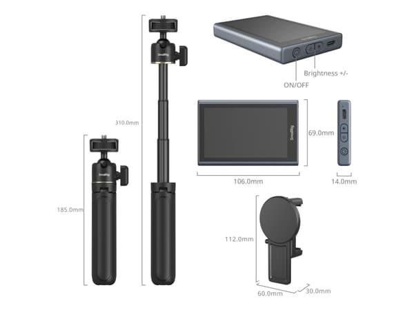 SmallRig Wireless Video Monitor for Phone (Vlog Kit) 4851, Black, Aluminium, Plastic, Battery, 1500 mAh, 69 mm, 14 mm