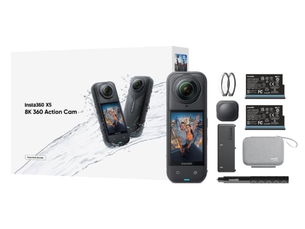 Insta360 X5 Bundle, 8K Ultra HD, 72 MP, 120 fps, Wi-Fi, Bluetooth, 2400 mAh Svart