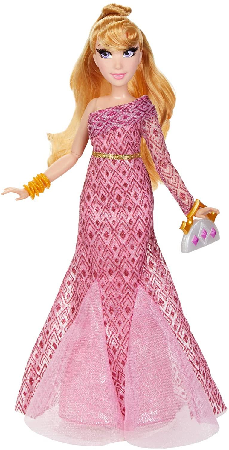 Disney Princess Style Series Aurora modedocka, klänning i modern stil med örhängen, handväska och skor